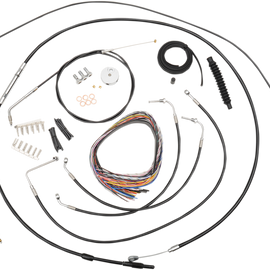 Complete Black Vinyl Braided Handlebar Cable/Brake Line Kit for Mini Ape Hanger Handlebars4855298795