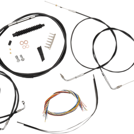 Complete Black Vinyl Braided Handlebar Cable/Brake Line Kit for 12" - 14" Ape Hanger Handlebars419