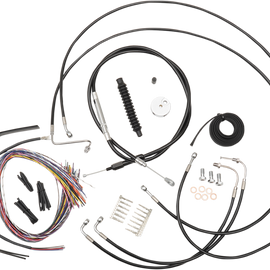 Complete Black Vinyl Braided Handlebar Cable/Brake Line Kit for 12" - 14" Ape Hanger Handlebars833168