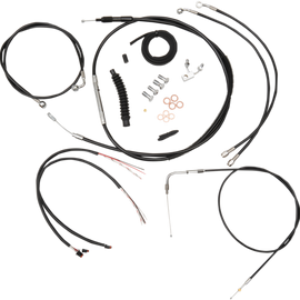 Complete Black Vinyl Braided Handlebar Cable/Brake Line Kit for 15" - 17" Ape Hanger Handlebars8400878146
