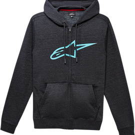 Ageless II Zip Hoodie - Charcoal/Turquoise - 2XL