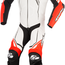 GP Plus v2 1-Piece Leather Suit - White/Black/Red Fluorescent - US 38 / EU 48