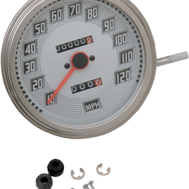 5" MPH FL-Style 2:1 Speedometer with Tach - Billet Look White Face