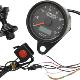 2.4" MPH Programmable Mini Electronic Speedometer with Odometer/Tripmeter - Matte Black - Black Face