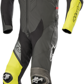 GP Plus Venom 1-Piece Leather Suit - Black/Yellow Fluorescent/Gray - US 38 / EU 48