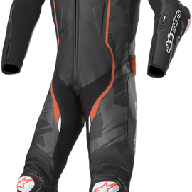 GP Pro v2 1-Piece Suit - Black/Charcoal/Red Fluorescent - US 38 / EU 48